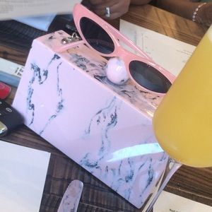 Pink hard marble clutch!